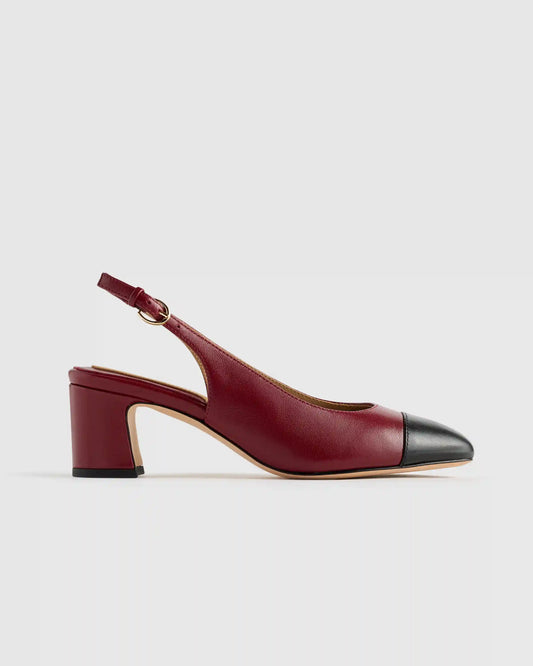 Italian Leather 65mm Cap Toe Slingback
