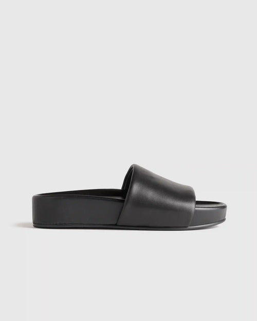 Italian Leather Platform Slide Sandal