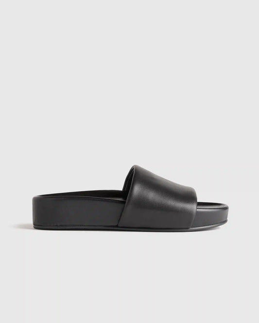 Italian Leather Platform Slide Sandal