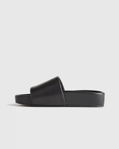 Italian Leather Platform Slide Sandal