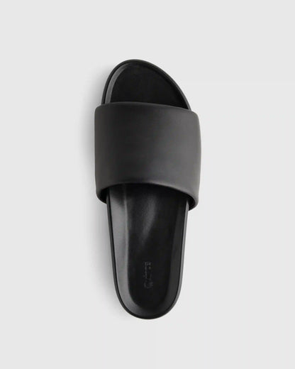 Italian Leather Platform Slide Sandal