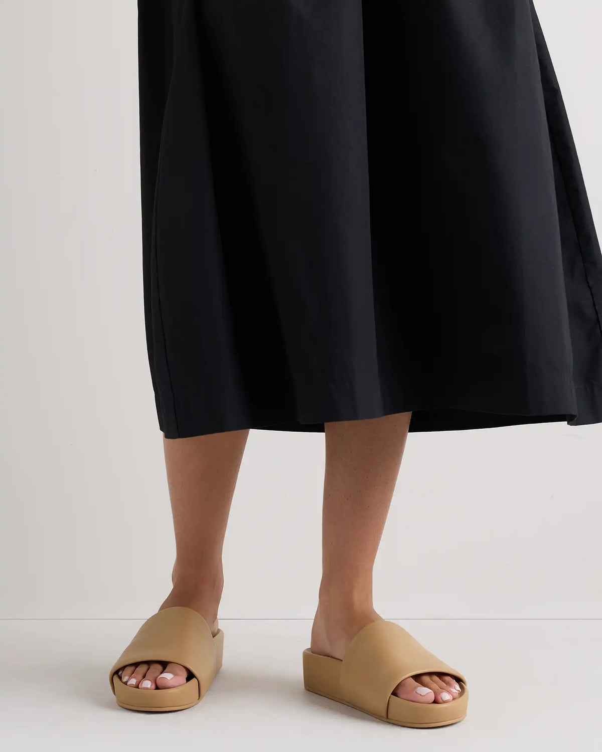 Italian Leather Platform Slide Sandal