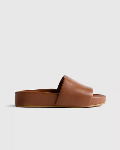 Italian Leather Platform Slide Sandal