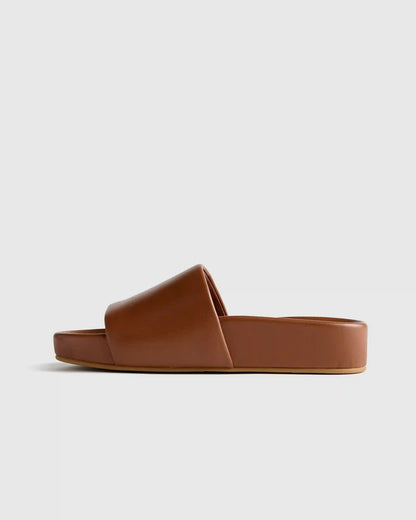 Italian Leather Platform Slide Sandal