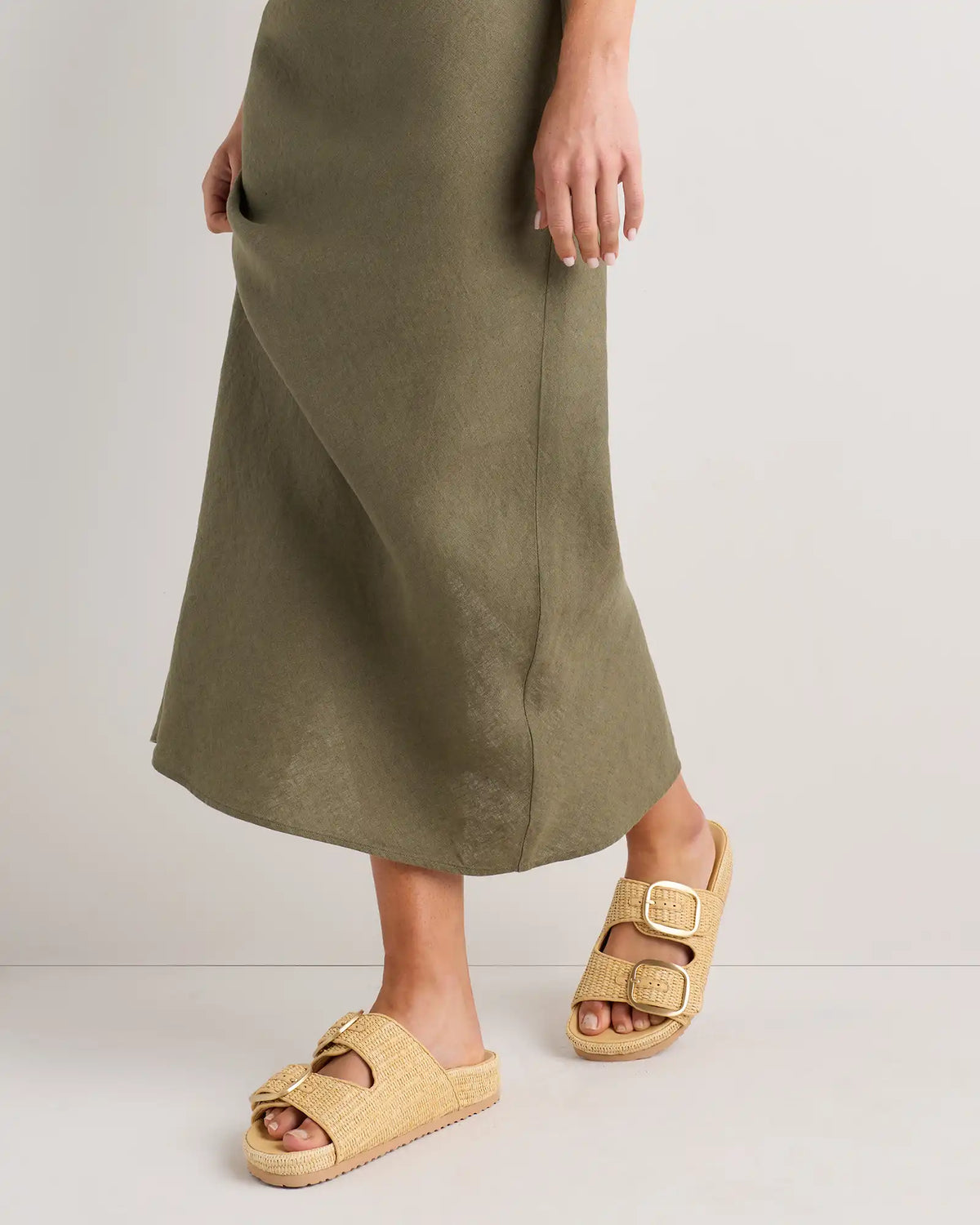 Raffia Double Buckle Sandal