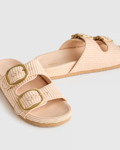 Raffia Double Buckle Sandal