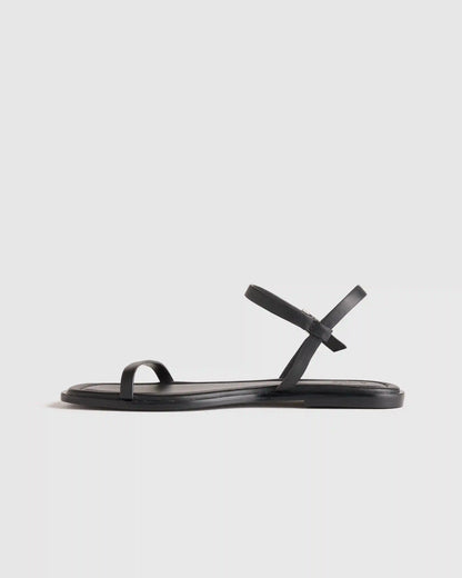 Italian Leather Ankle Strap Flat Sandal