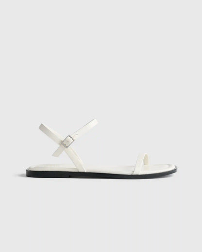 Italian Leather Ankle Strap Flat Sandal