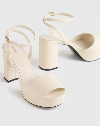 Italian Leather Platform 115mm Block Heel