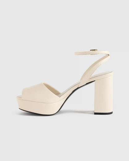 Italian Leather Platform 115mm Block Heel