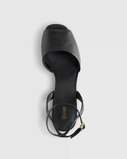 Italian Leather Platform 115mm Block Heel