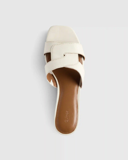 Italian Leather 35mm Wood Block Heel Mule