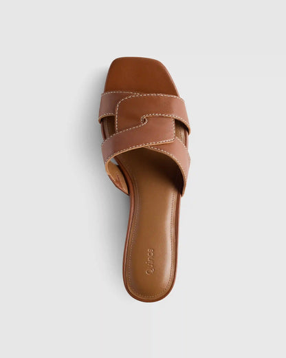 Italian Leather 35mm Wood Block Heel Mule