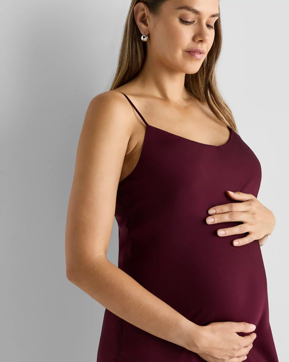 Washable Stretch Silk Maternity Slip Dress