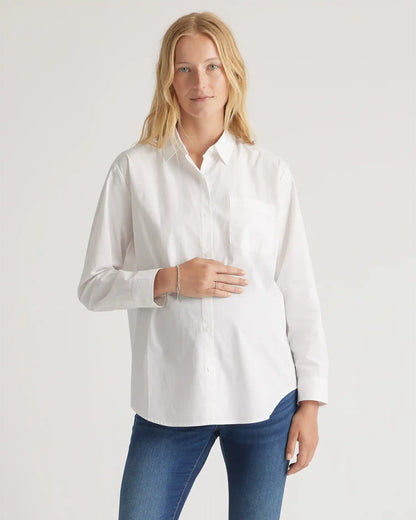 100% Organic Cotton Poplin Maternity Long Sleeve Shirt