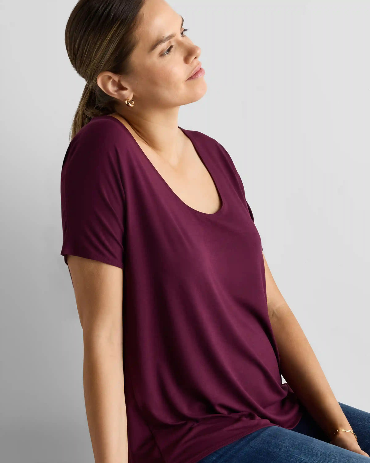 Bamboo Jersey Maternity Dolman Sleeve Tee (2-pack)