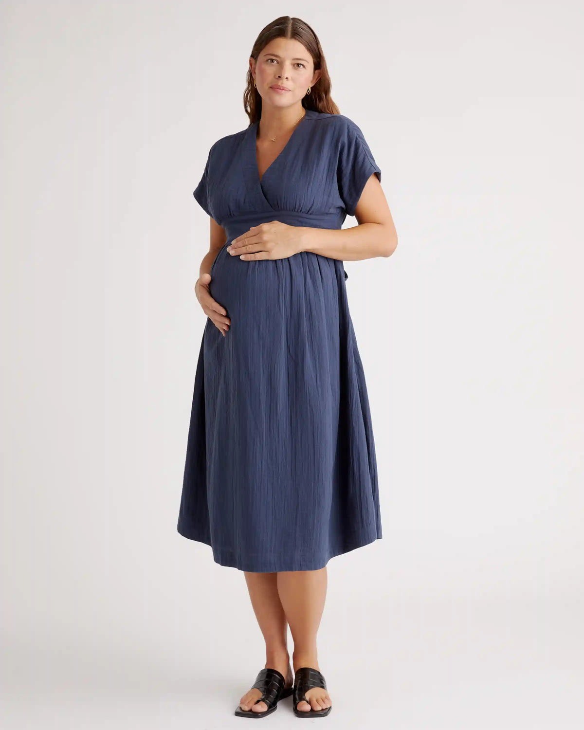Organic Cotton Gauze Maternity Midi Dress