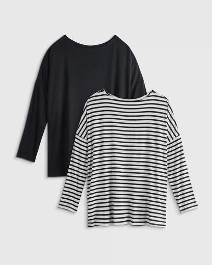 Bamboo Jersey Maternity Long Sleeve Tee (2-pack)