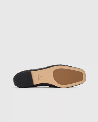 Italian Leather Handwoven Square Toe Ballet Flat
