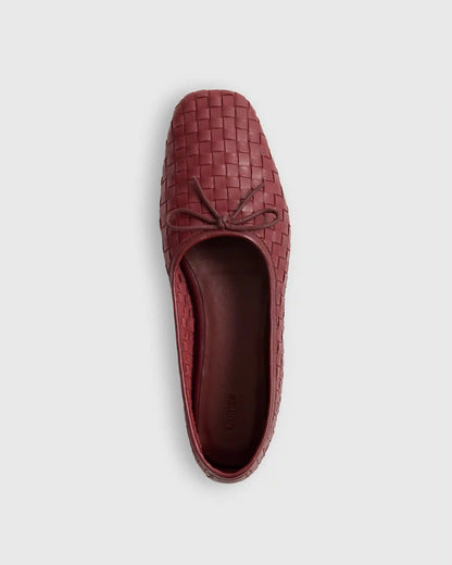 Italian Leather Handwoven Square Toe Ballet Flat