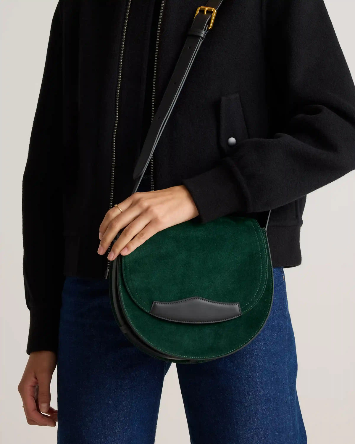 Italian Suede Saddle Bag