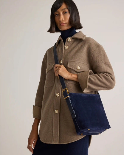 Italian Suede Bucket Crossbody