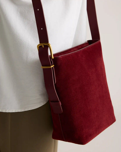 Italian Suede Bucket Crossbody