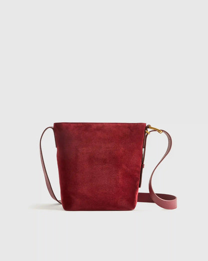 Italian Suede Bucket Crossbody