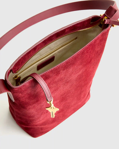 Italian Suede Bucket Crossbody
