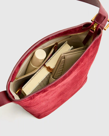 Italian Suede Bucket Crossbody