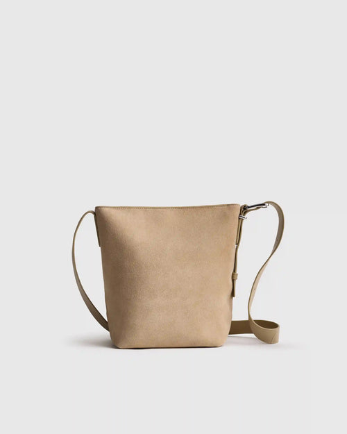 Italian Suede Bucket Crossbody