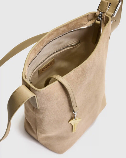 Italian Suede Bucket Crossbody