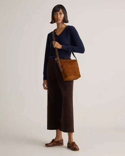 Italian Suede Bucket Crossbody