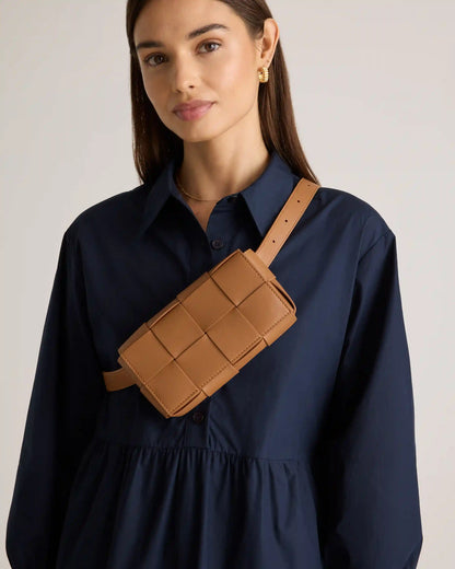 Italian Leather Handwoven Box Belt Bag