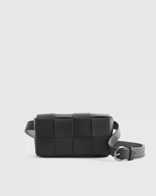 Italian Leather Handwoven Box Belt Bag