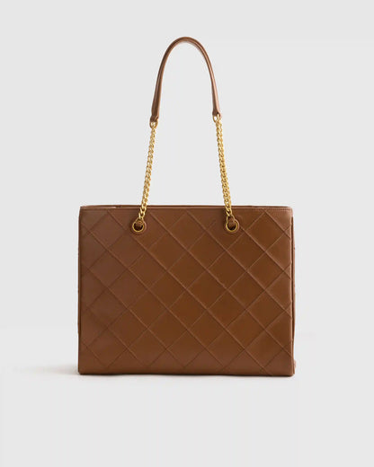 Italian Leather Diamond Stitch Tote