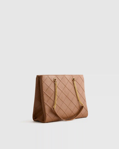 Italian Leather Diamond Stitch Tote