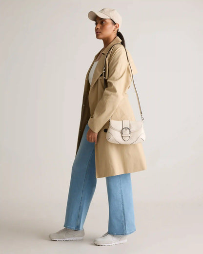 Italian Leather Buckle Detail Shoulder Bag