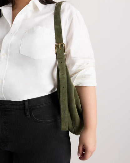 Italian Suede Crescent Shoulder Bag