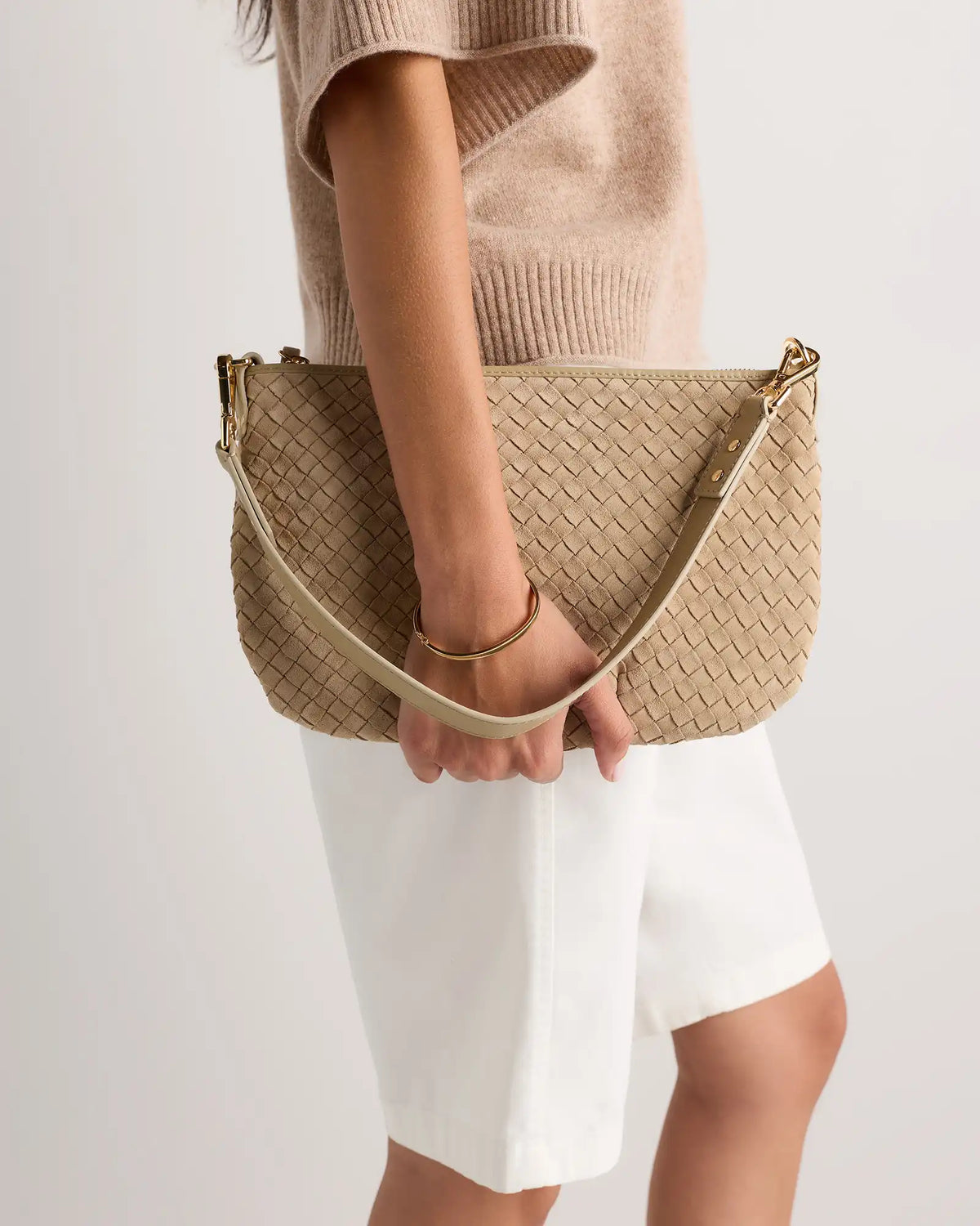 Sloane Suede Handwoven Mini Shoulder Bag