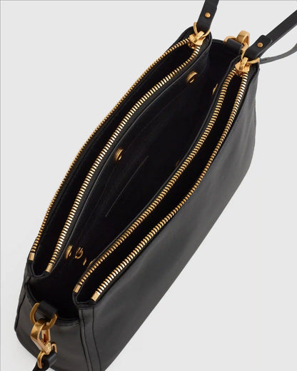 Italian Leather Triple Compartment Crossbody