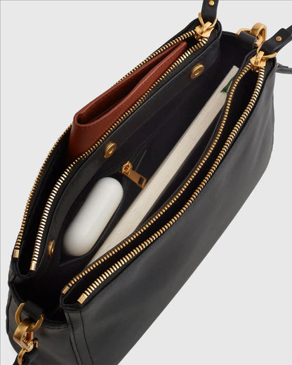 Italian Leather Triple Compartment Crossbody