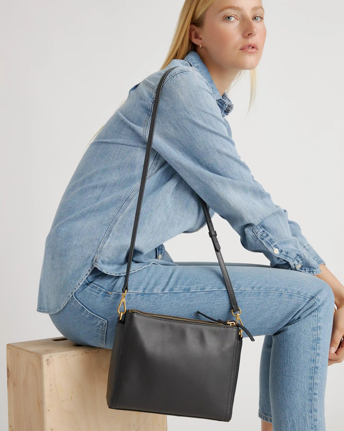 Italian Leather Triple Compartment Crossbody