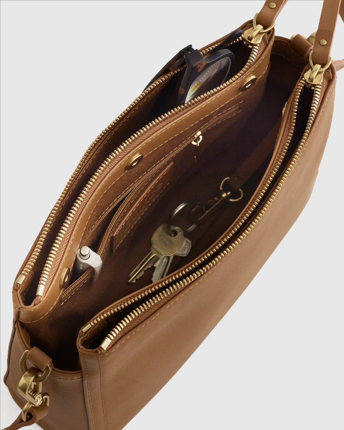 Italian Leather Triple Compartment Crossbody