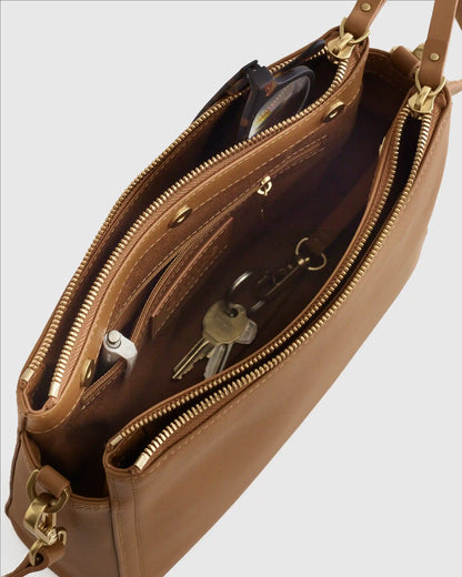Italian Leather Triple Compartment Crossbody