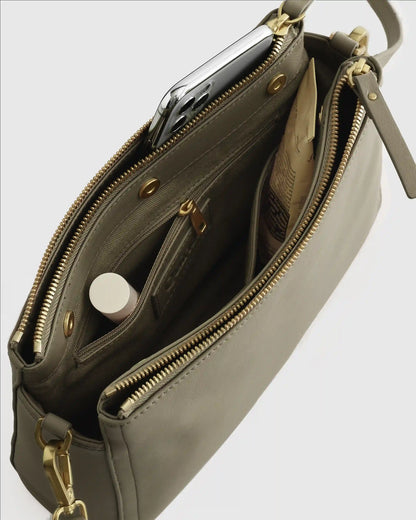 Italian Leather Triple Compartment Crossbody
