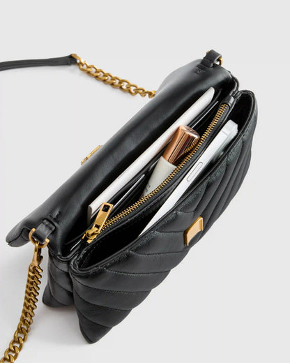 Italian Leather Quilted Wallet Crossbody