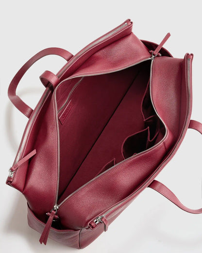 Italian Leather Triple Compartment Weekender