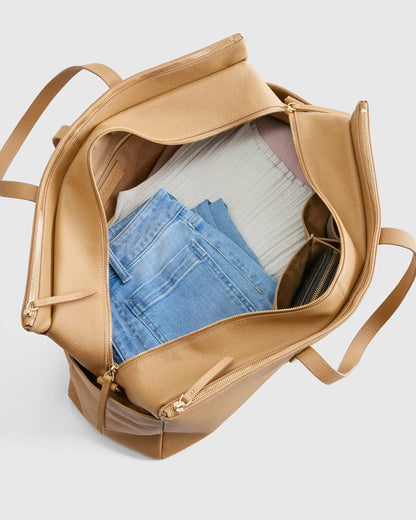 Italian Leather Triple Compartment Weekender