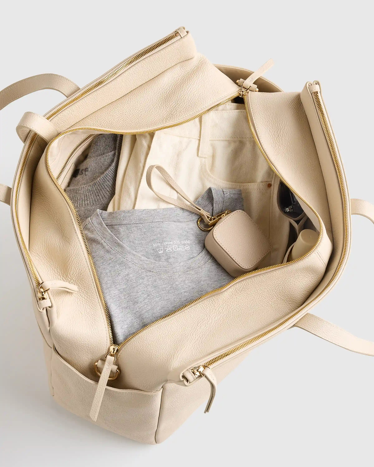 Italian Leather Triple Compartment Weekender